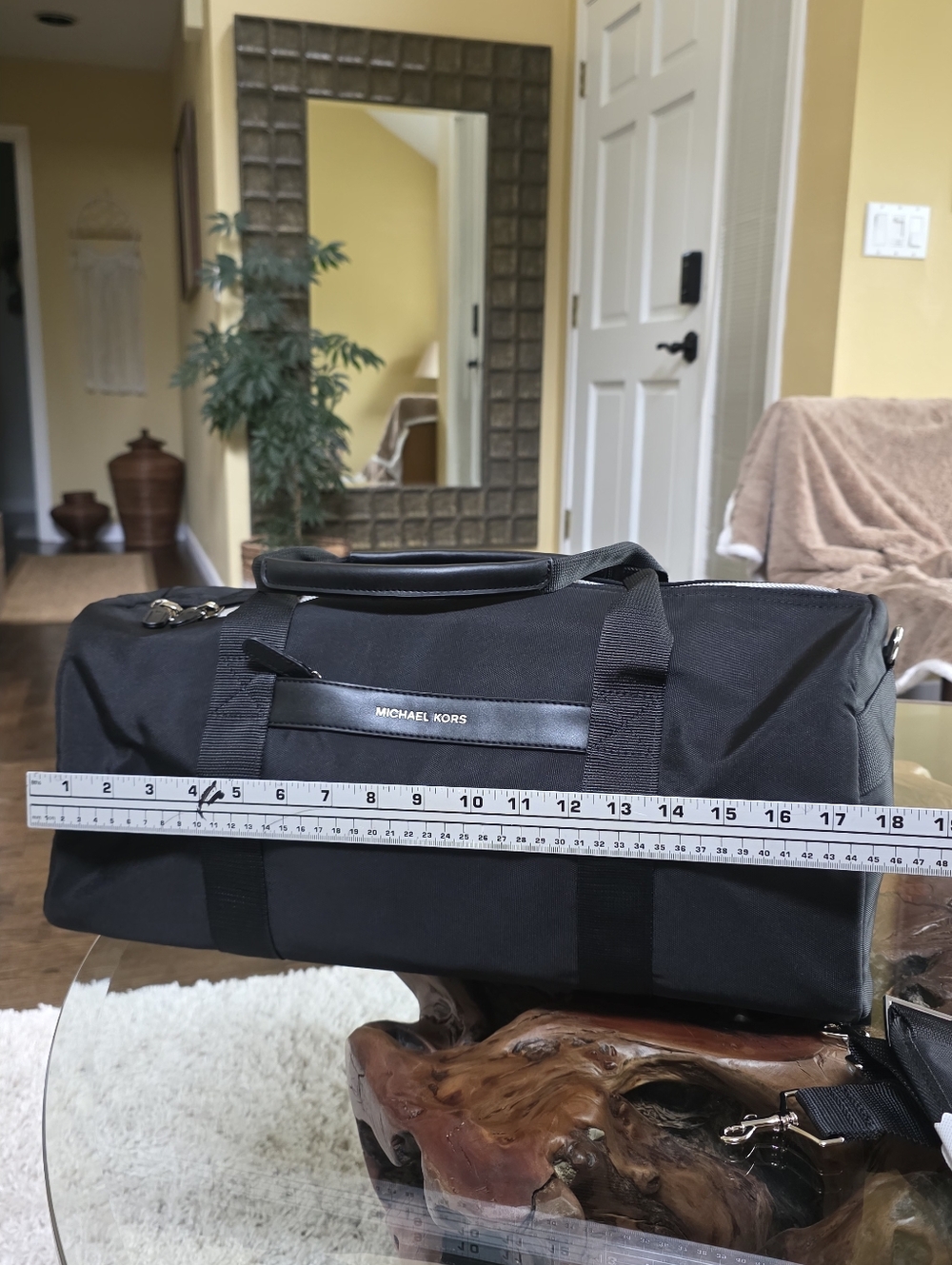 Michael Kors Black Men's Duffel Bag with Adjustable Shoulder Strap - Picture 6 of 8